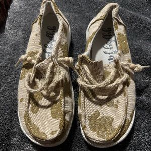 Gypsy jazz cow print shoes